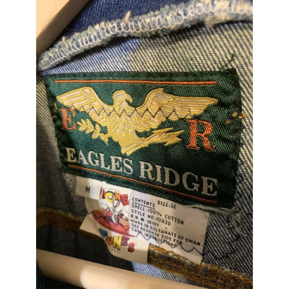 Vtg 1994 Warner Brothers Eagle Ridge -Looney Tunes  Denim Sleeveless Vest-M Blue - Picture 2 of 9